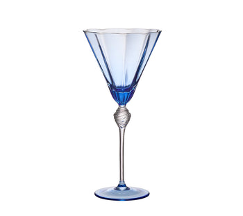 Kim Seybert Glass: Daphne Wine Glass in Blue, Set of 4